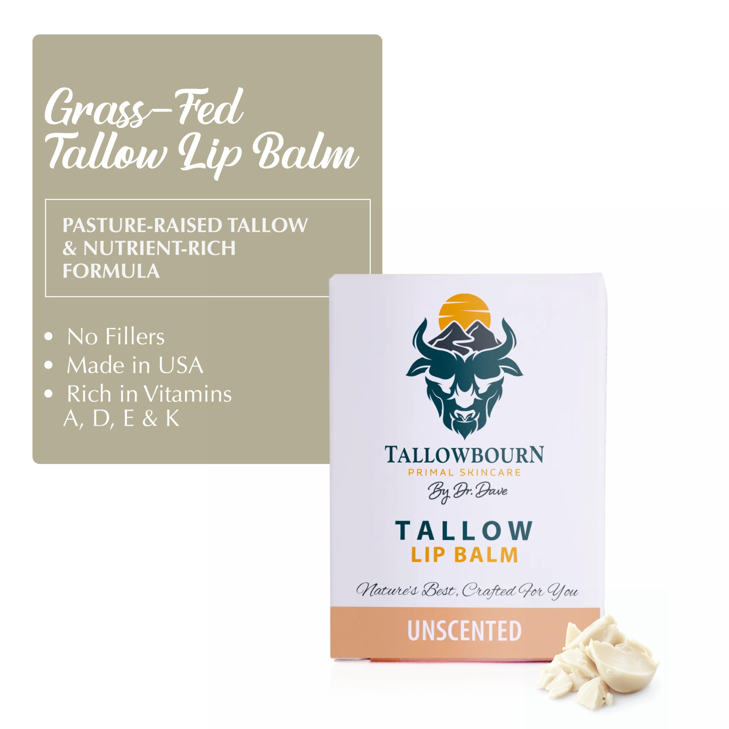 Tallowbourn, ingredientes en primer plano con coco orgánico para hidratación.
