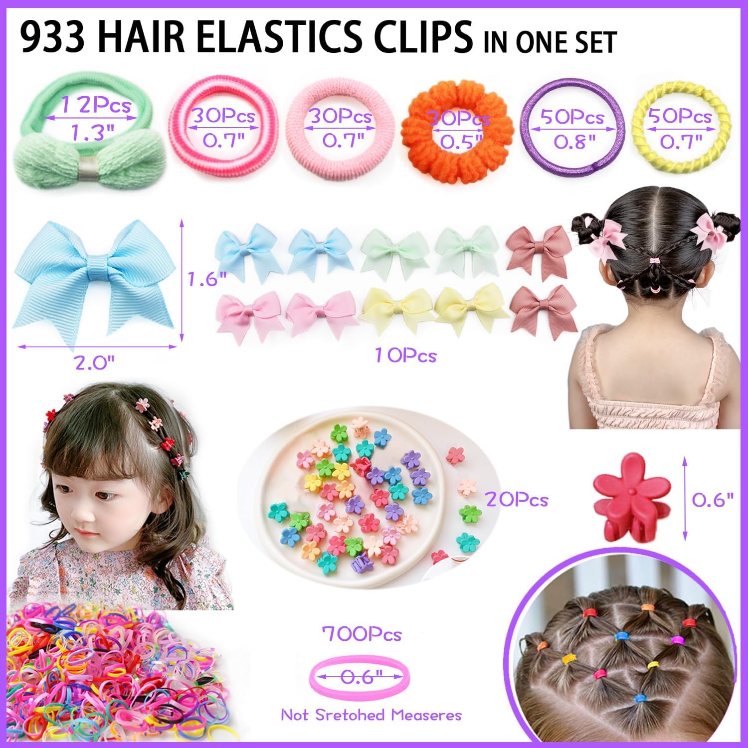 Tallsocne bandas suaves multicolor para cabello fino y cómodo