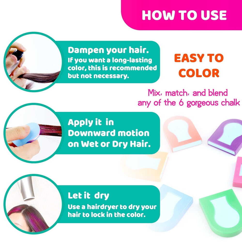 TALLSOCNE Hair Chalk green creates easy blends on dark or light hair.