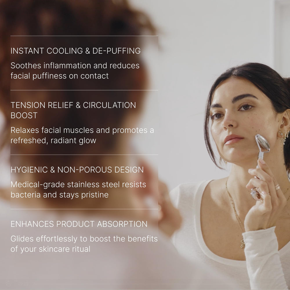TALOVA under-eye depuff roller smooths swelling for a rested look.