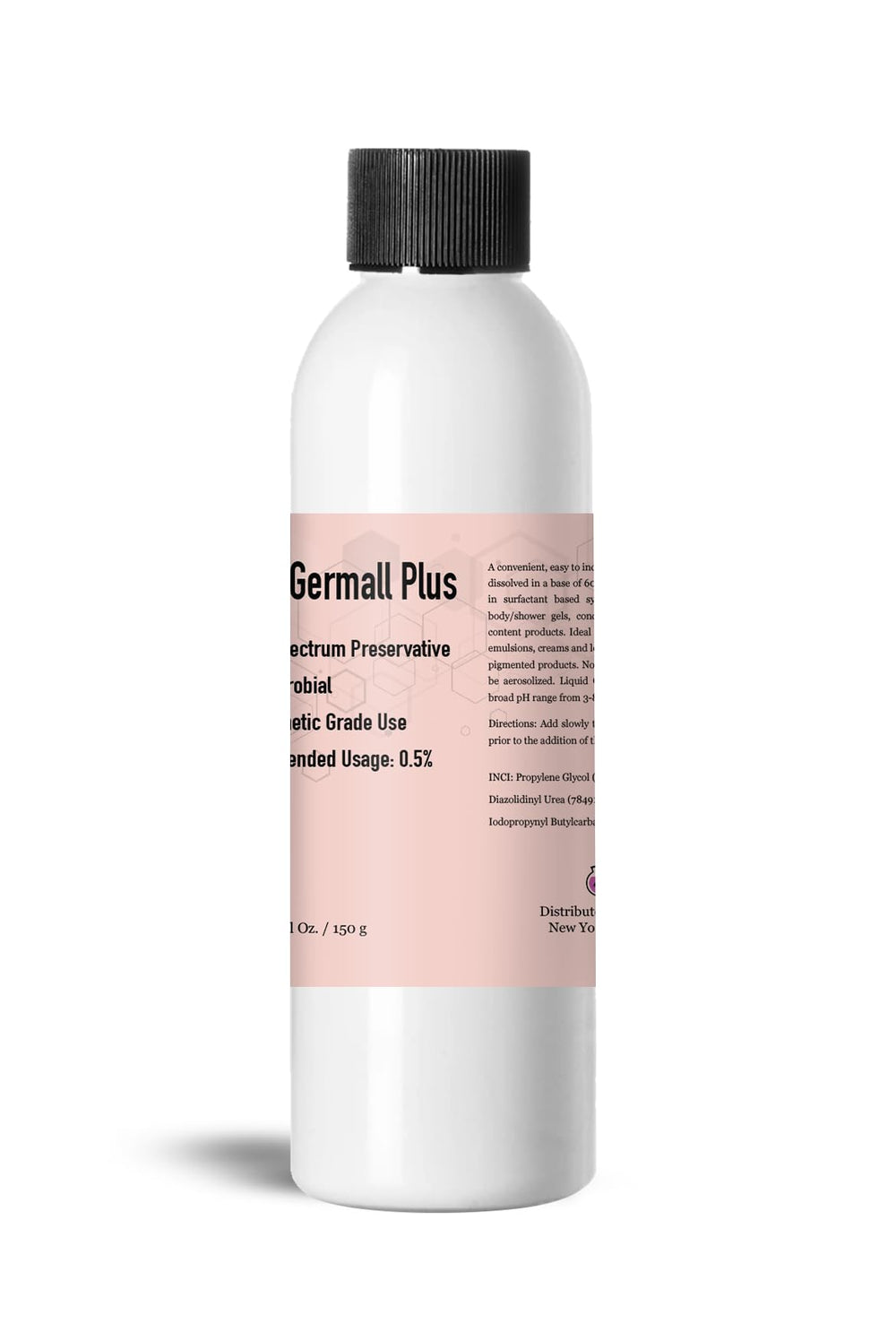 Germall Plus bottle pour showing easy dosing in water-based formulas.