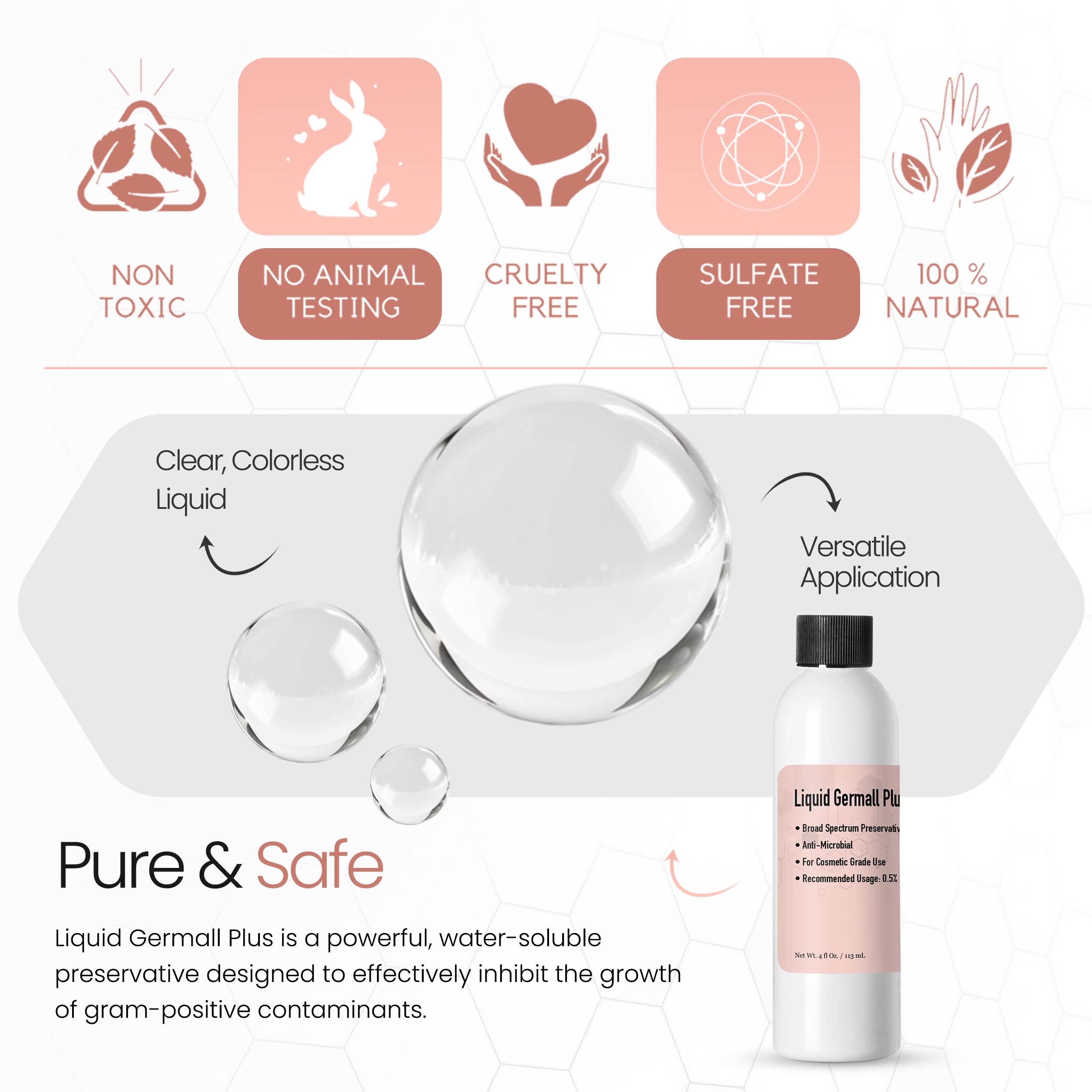 Germall Plus clear liquid ingredient ready for water-based formulas.