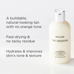 Tan-Luxe Gradual buildable-glow illustrates customizable tan with daily use.