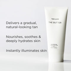 Tan-Luxe The Butter applying on hands for easy, even coverage.
