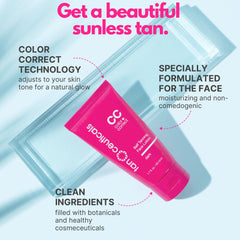 Aplicación fácil del autobronceador facial de Tanceuticals para un acabado uniforme.