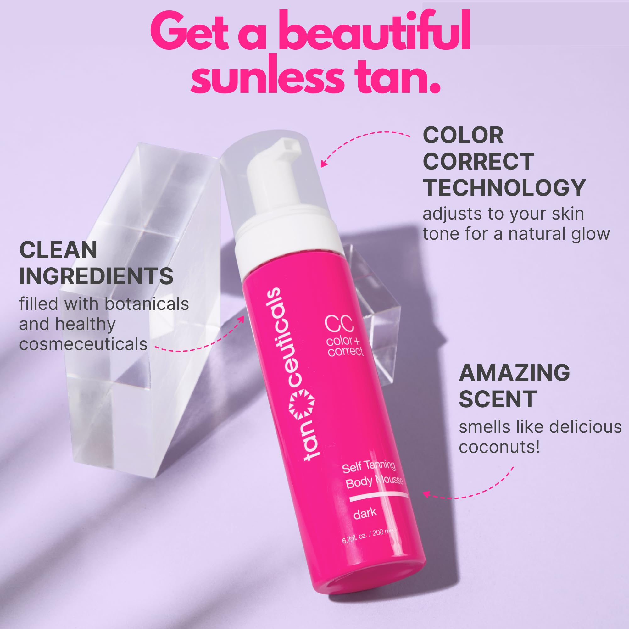 Tanceuticals CC Self Tanning Mousse foam being applied for even, streak-free tan