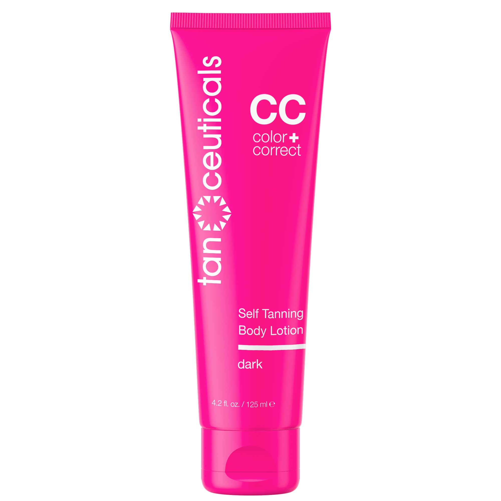 Tanceuticals Self Tanner Dark bottle close-up showing premium formula for an even tan