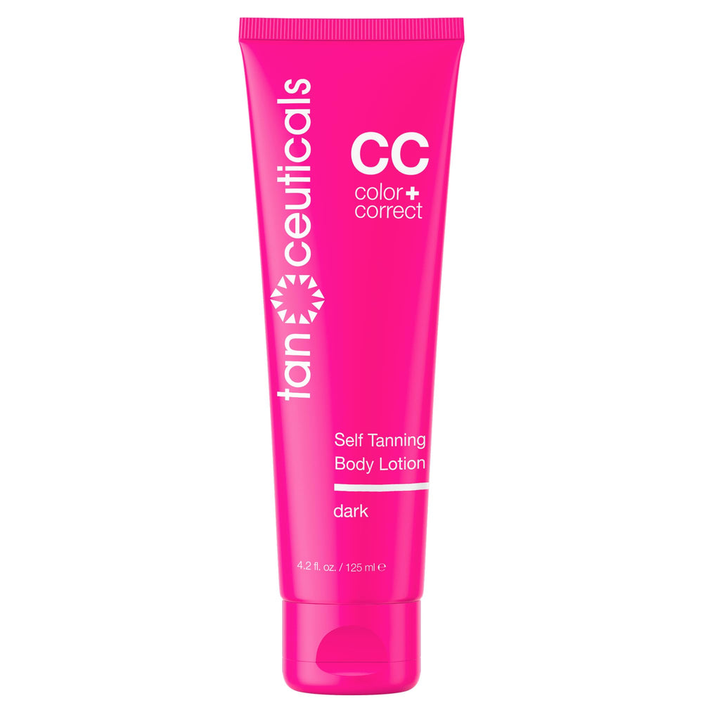 Tanceuticals Self Tanner Dark bottle close-up showing premium formula for an even tan