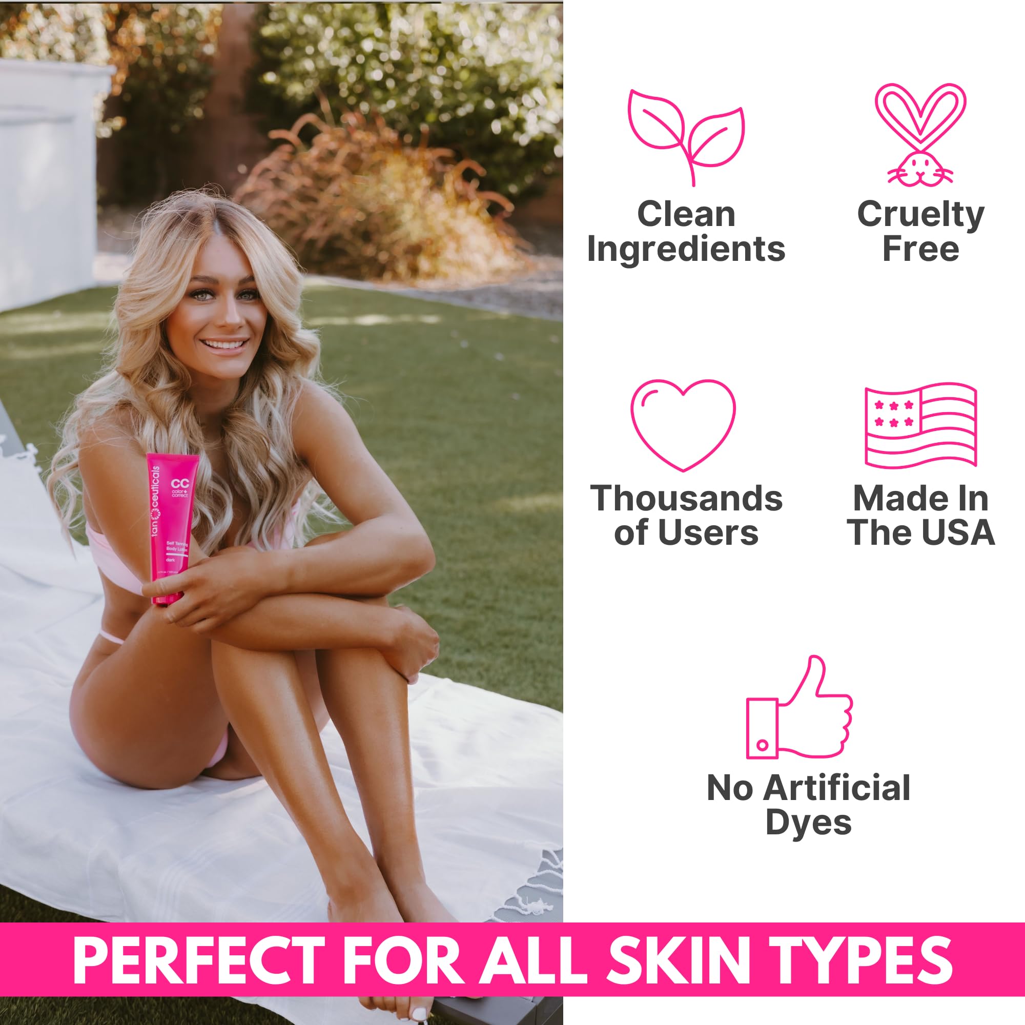 Tanceuticals Self Tanner Dark on diverse skin tones with long-lasting results