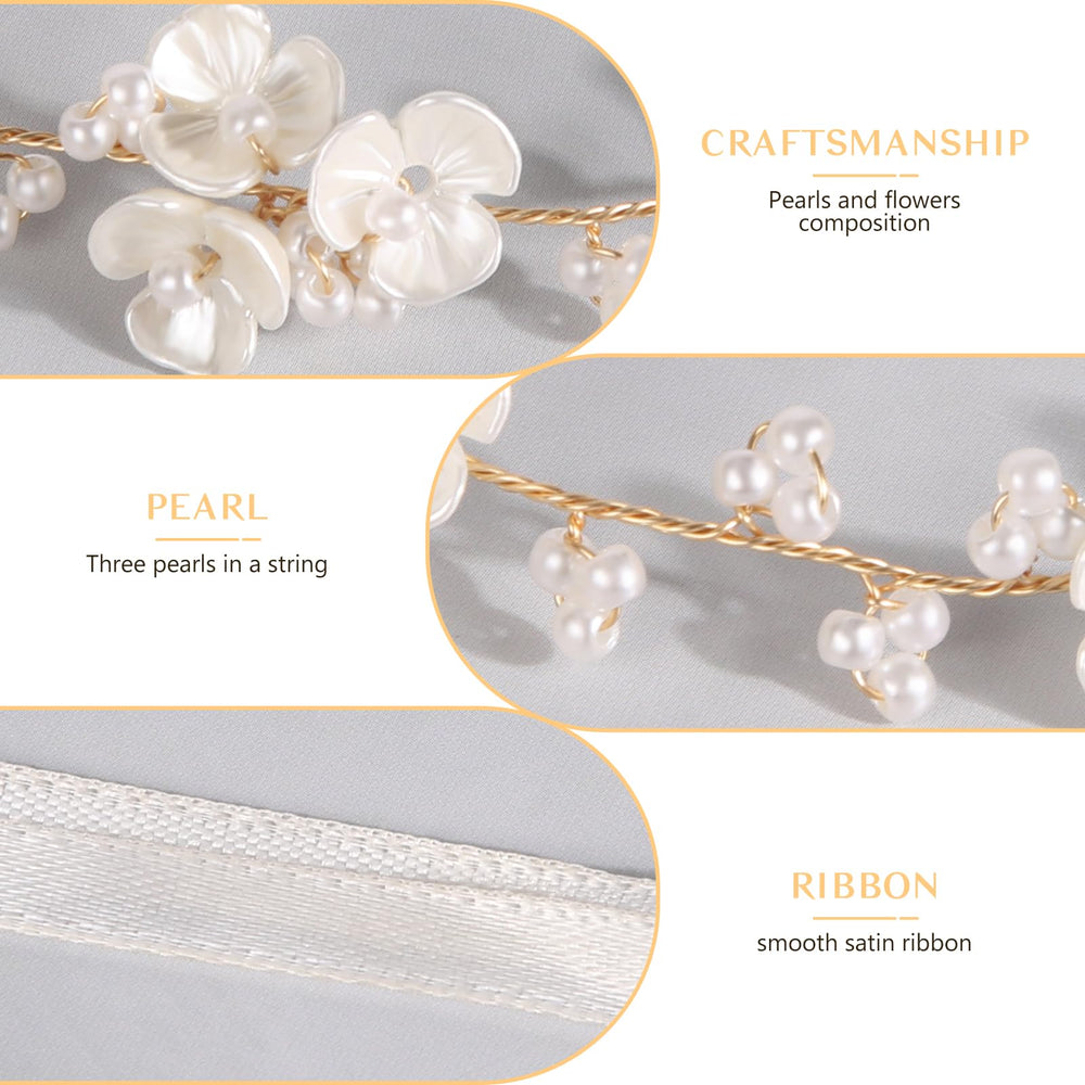 Tanfeine diadema-ajustable-perlas: diadema ajustable con perlas para comodidad diaria.