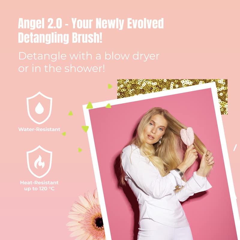 Tangle Angel heat-resistant bristles withstand styling heat up to 120C.
