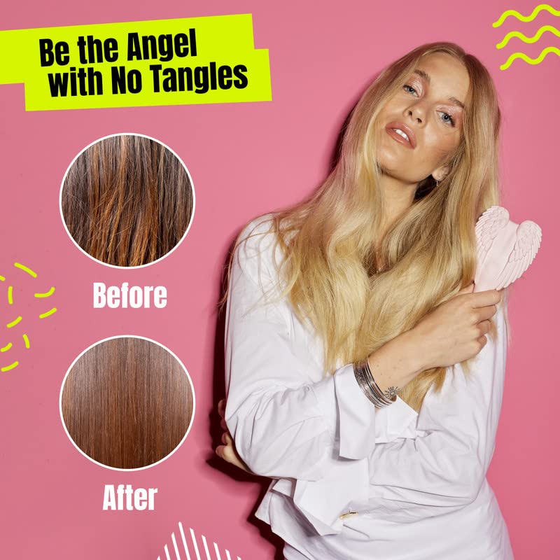 Tangle Angel memory-flex bristles deliver gentle scalp massage during detangling.