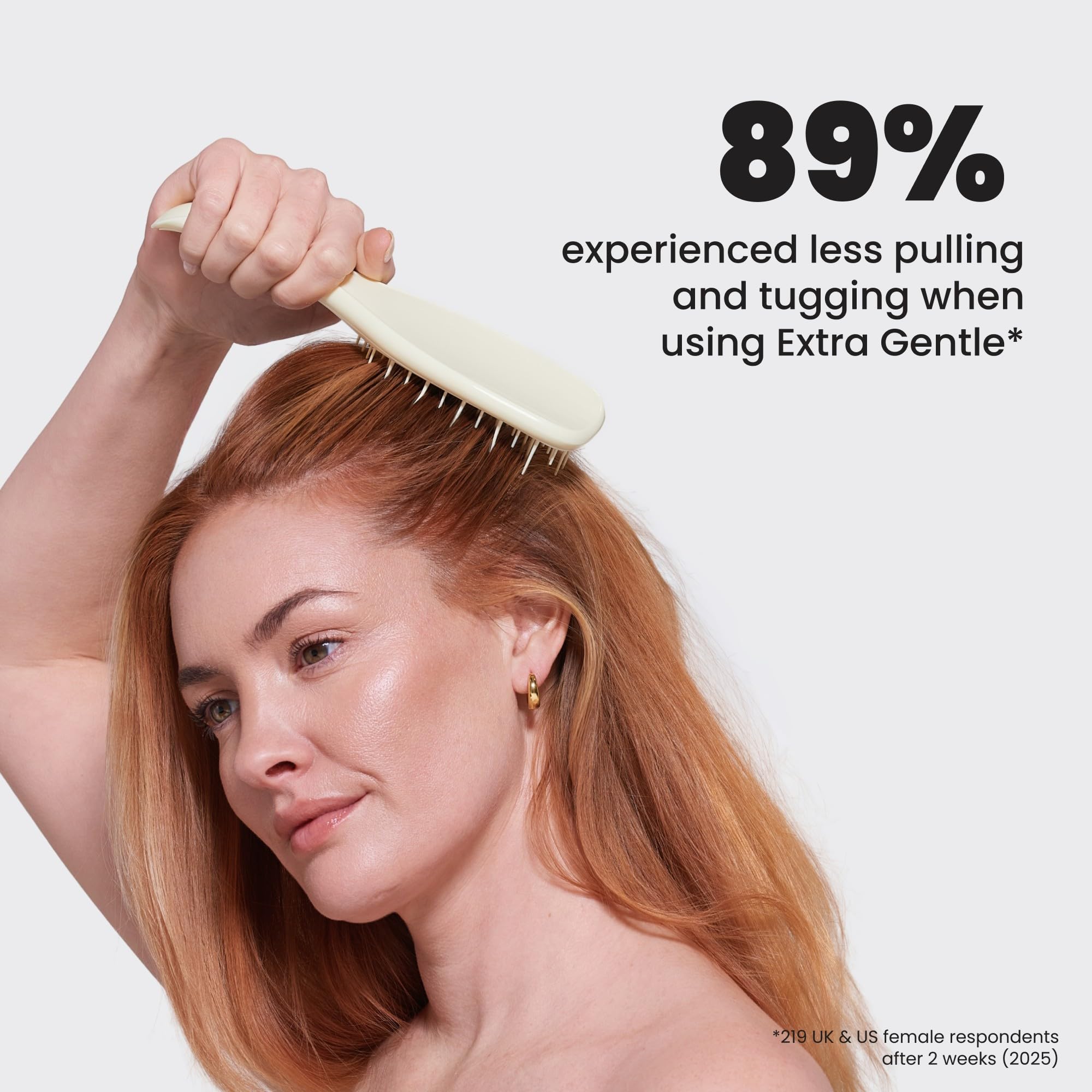 Tangle Teezer Extra Gentle Detangler edge bristles minimize pulling during detangling