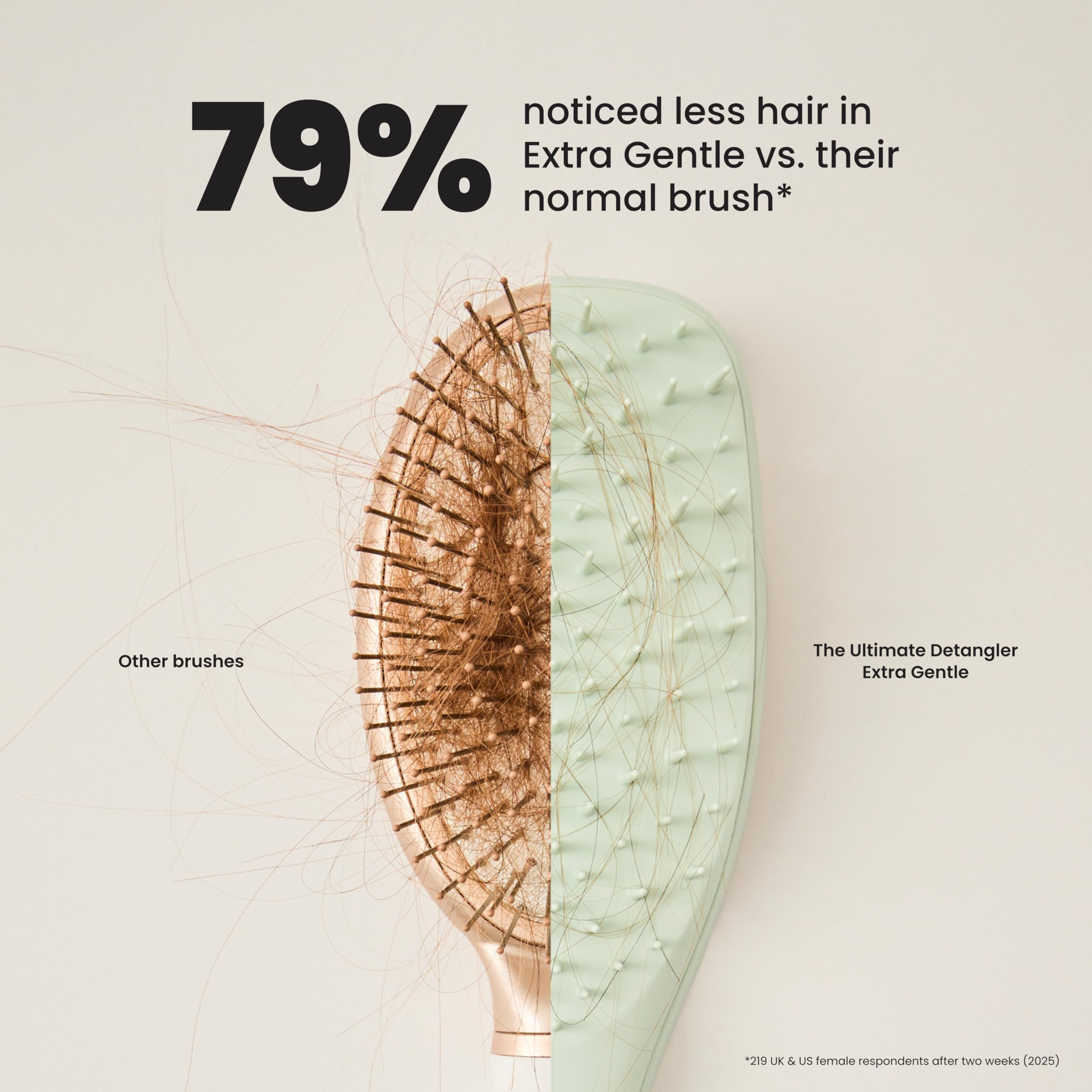Tangle Teezer Extra Gentle Detangler in eucalyptus green color for everyday comfort.