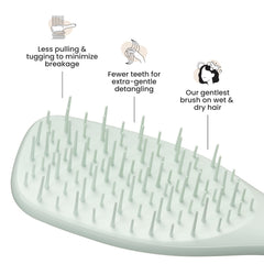 Tangle Teezer Extra Gentle Detangler used on wet hair with conditioner for pain-free detangling.