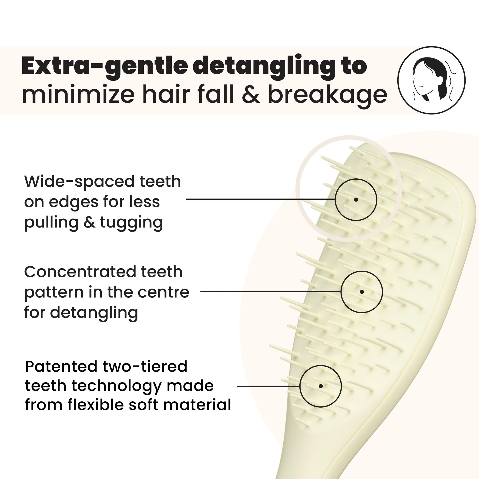 Tangle Teezer Extra Gentle Detangler wide teeth reduce tension on knots
