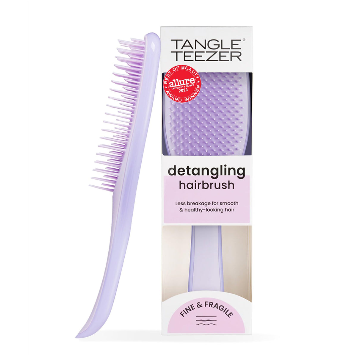 Tangle Teezer Fine Ultimate Detangler Brush close-up showing gentle detangling for fine hair.
