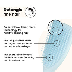 Tangle Teezer Fine Ultimate Detangler showing two-tier teeth for knot removal.