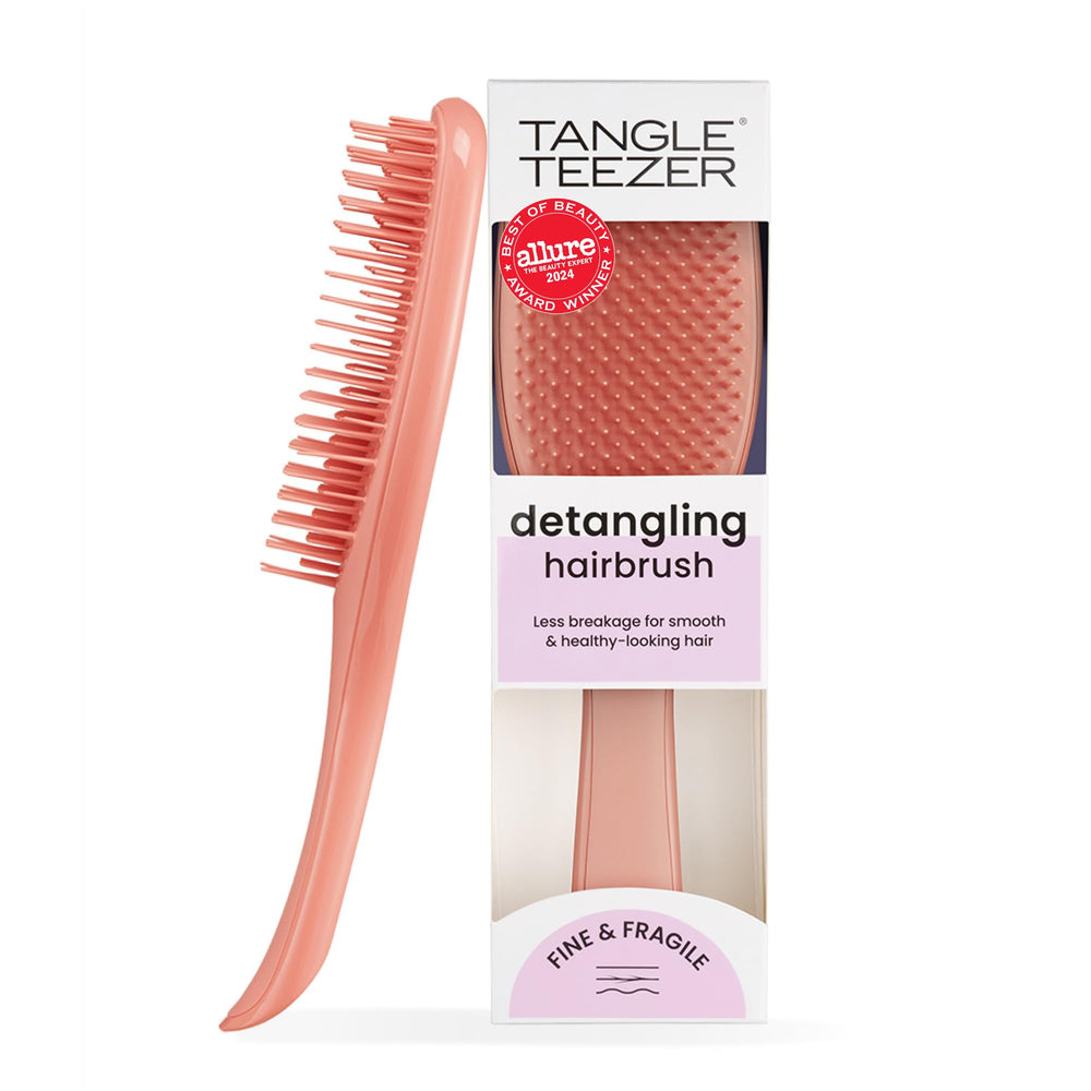 Tangle Teezer Fine Ultimate Detangler teeth close-up for gentle knot removal on fine hair.