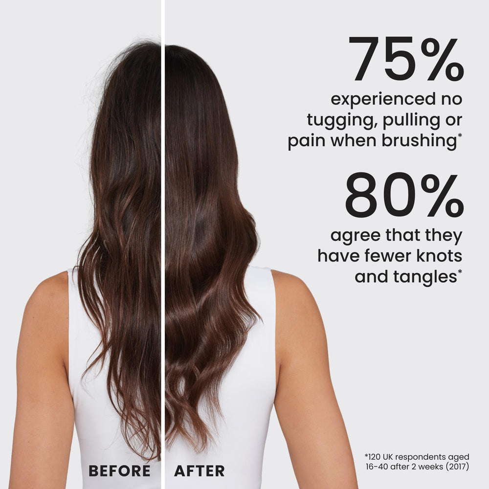 Tangle Teezer brush delivering frizz-free silky hair after use.