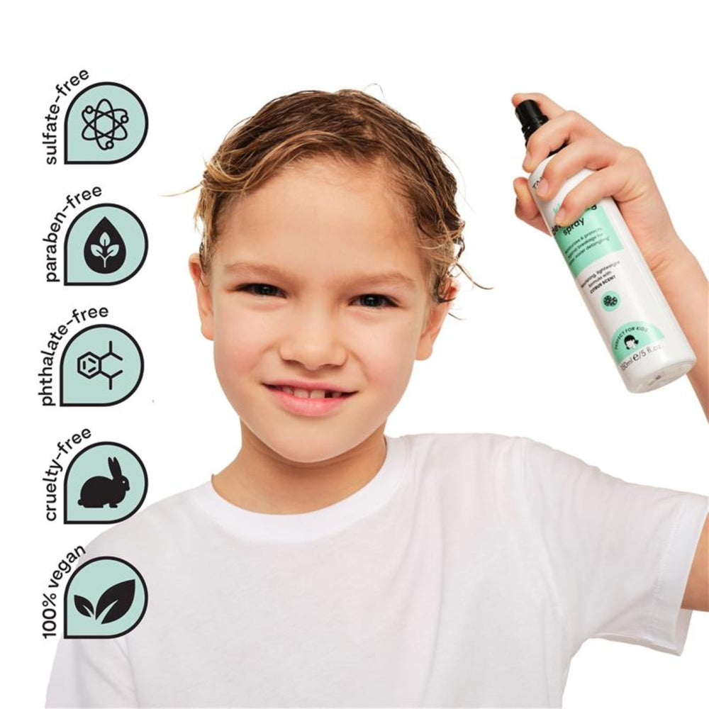 Tangle Teezer Kids Detangler Spray in action for gentle brushing.