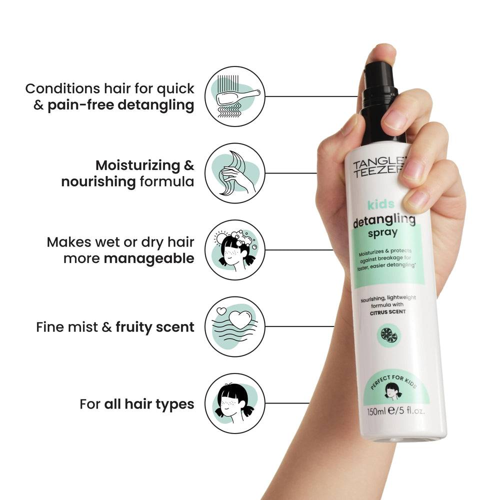Tangle Teezer Kids Detangler Spray fruity mango scent close-up.