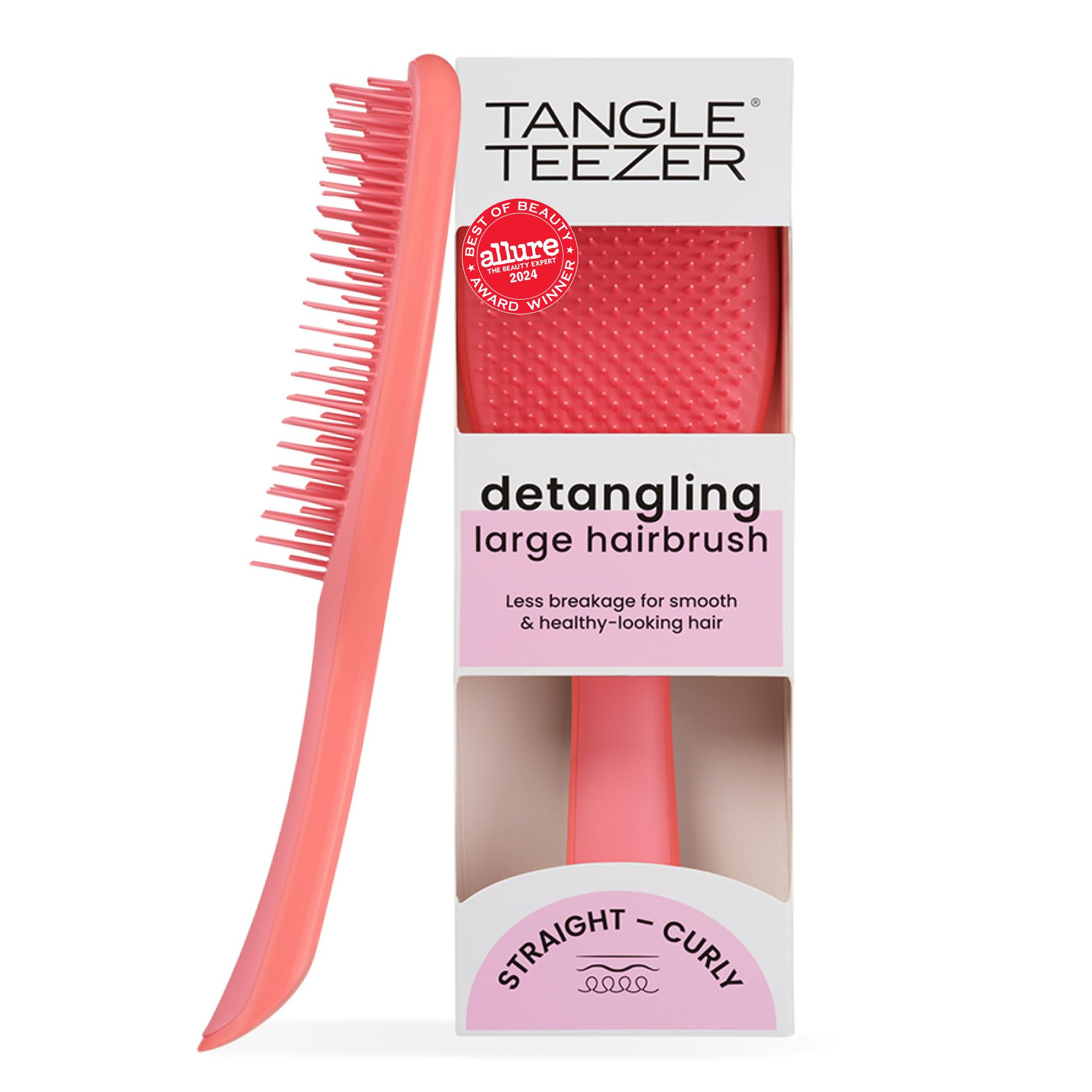 Tangle Teezer coral pink hairbrush for wet and dry detangling