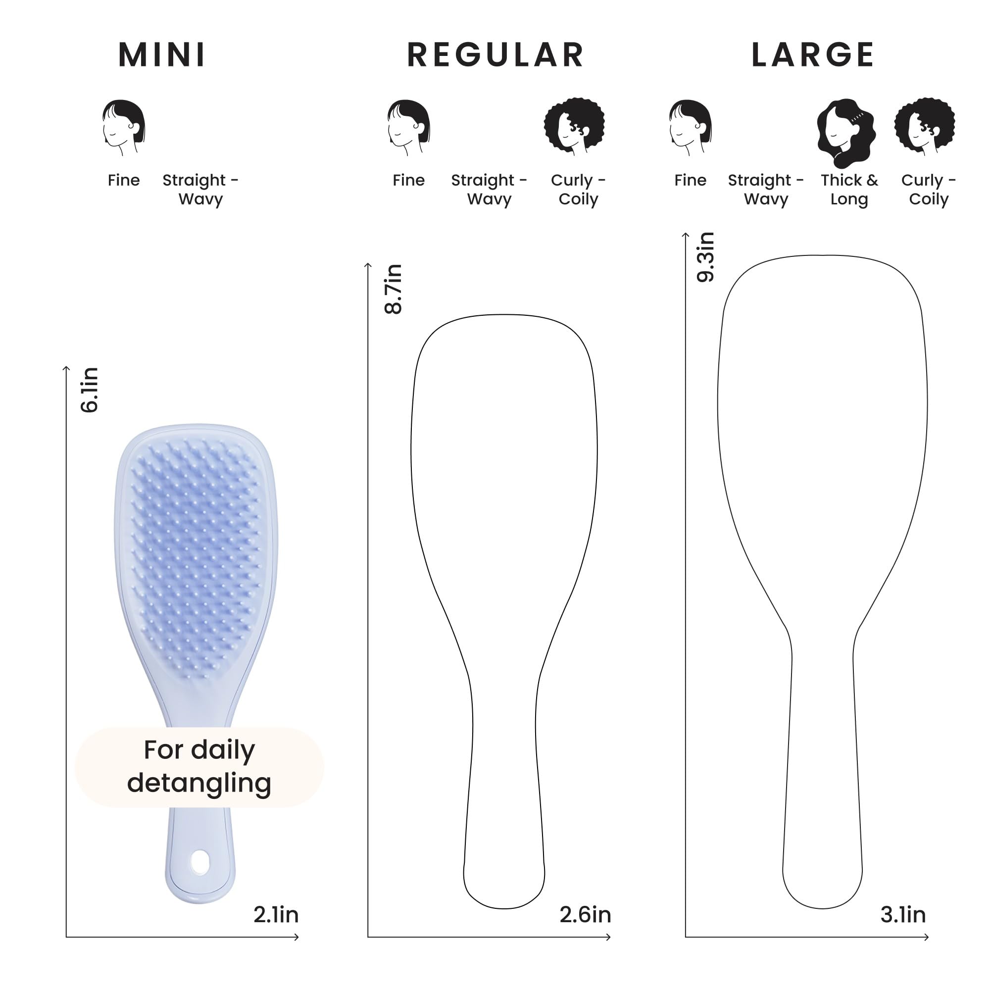 Tangle Teezer long flexible teeth glide through knots with less snag.