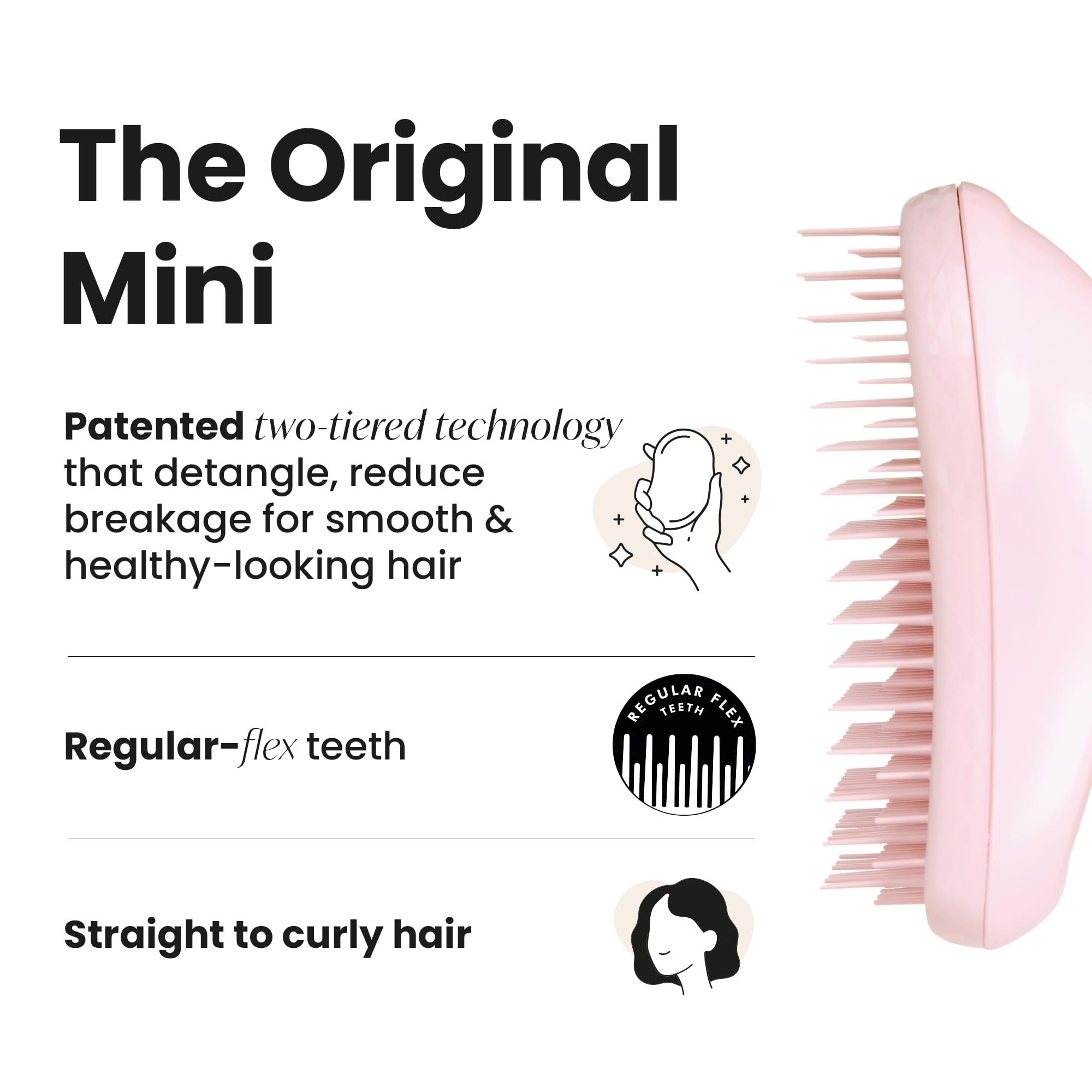 Tangle Teezer millennial pink travel detangler for on-the-go grooming.