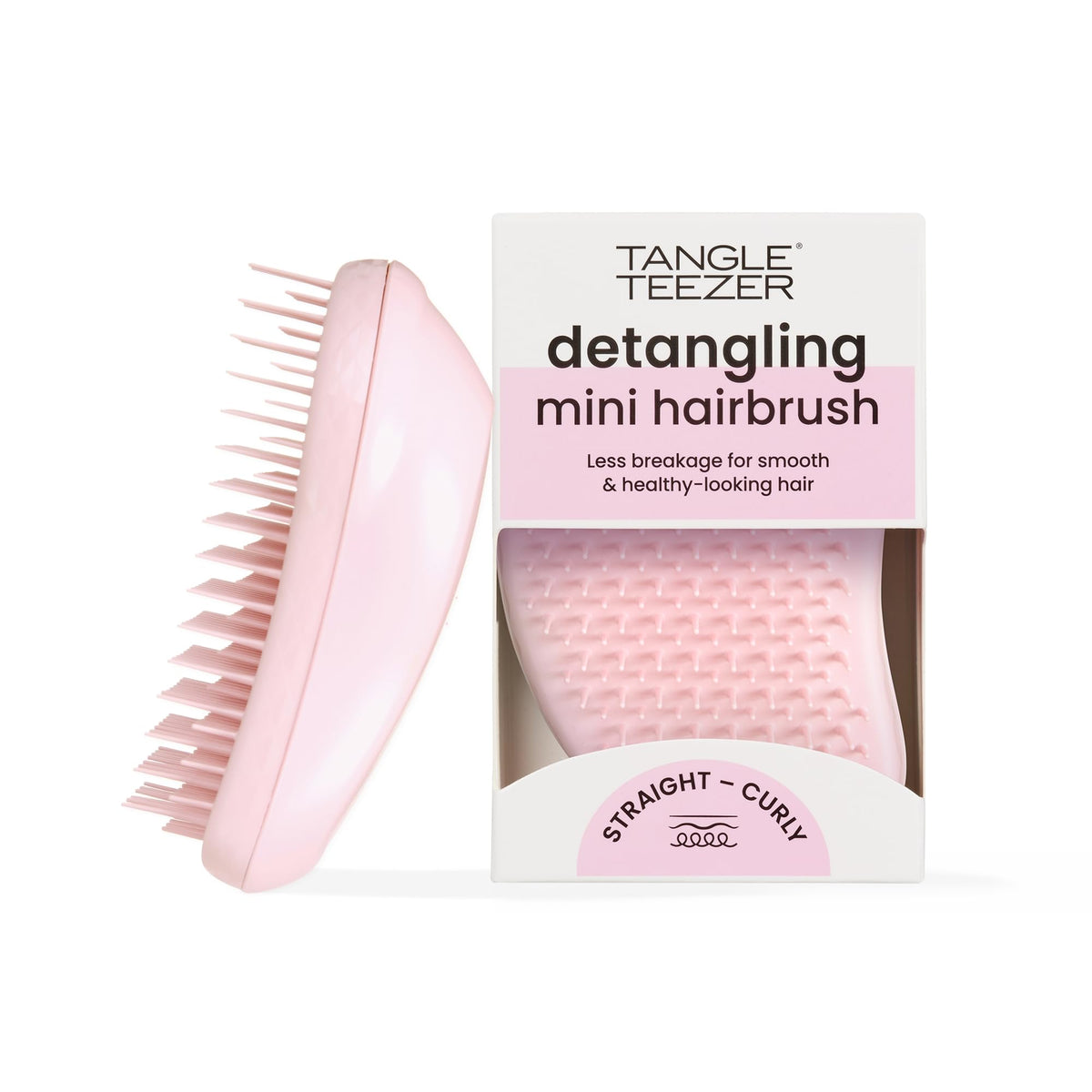 Tangle Teezer Original Detangler palm-sized millennial pink for easy on-the-go detangling.