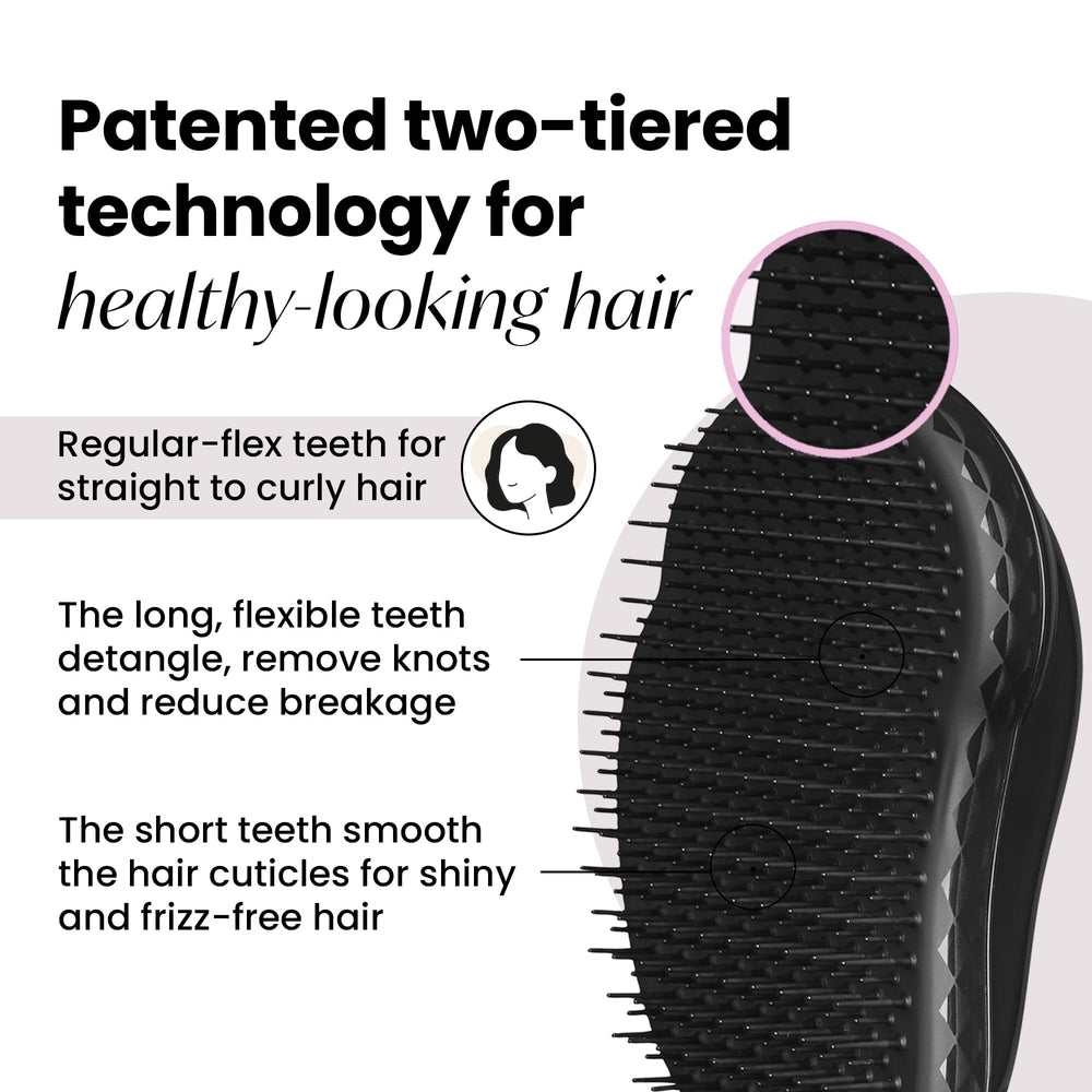 Tangle Teezer Original Detangler Panther Black side view highlighting palm-sized handling