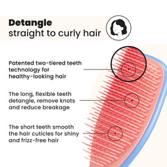 Tangle Teezer patented two-tier teeth design detangles knots gently.