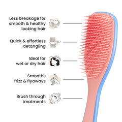 Tangle Teezer short teeth smooth strands for frizz-free results.