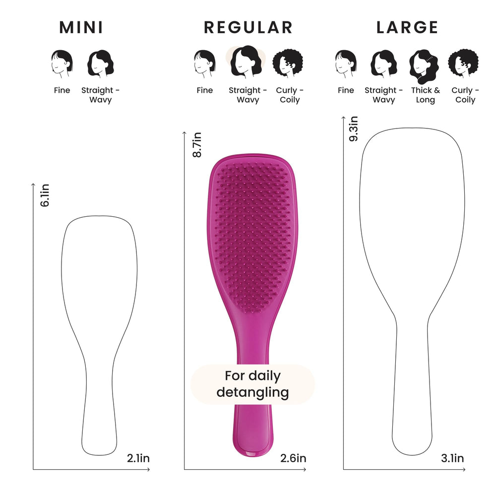 Tangle Teezer shower brush aiding even conditioner distribution.