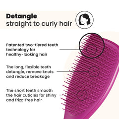 Tangle Teezer long teeth detangler easing knots on hair.