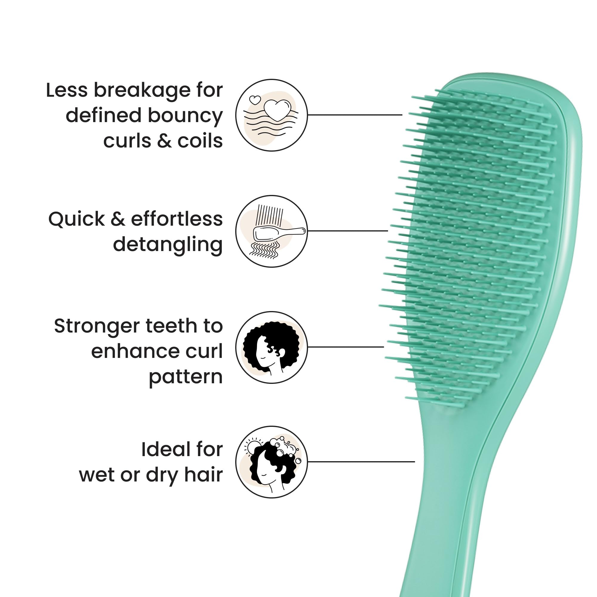 Distributes conditioner evenly for smoother, nourished curls