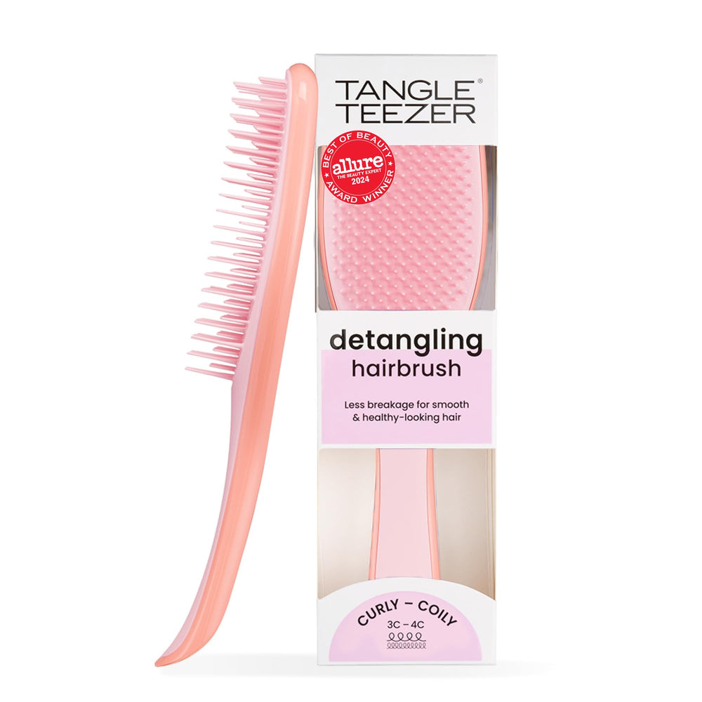 Tangle Teezer Ultimate Detangler brush in pink mango for gentle curly detangling