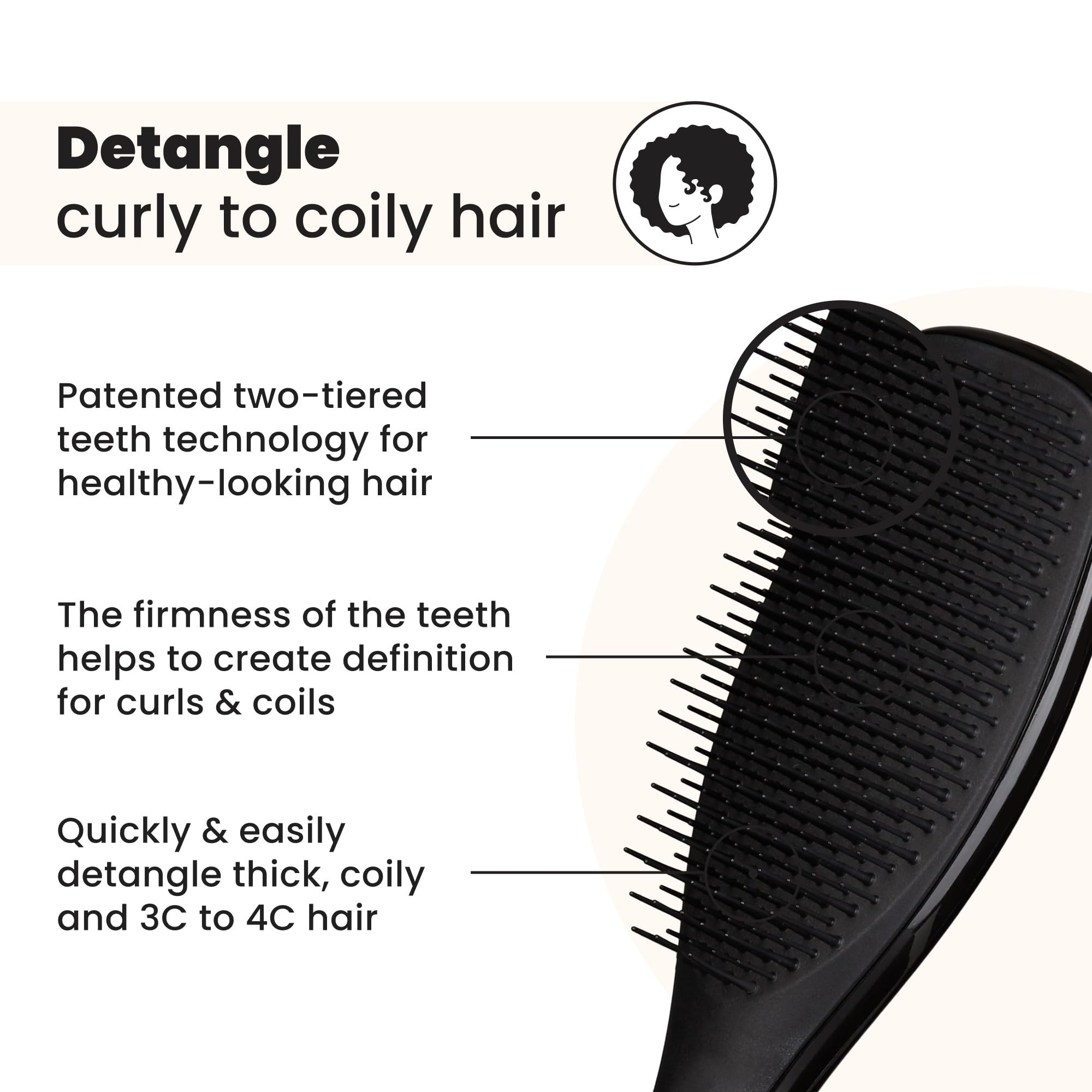 Tangle Teezer used on wet hair to glide through tangled curls in the shower