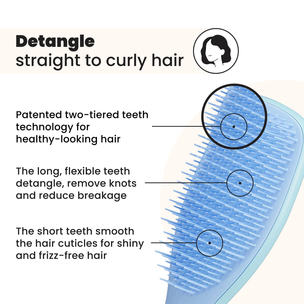Tangle Teezer Ultimate Detangler denim blues close-up of teeth for smoother hair