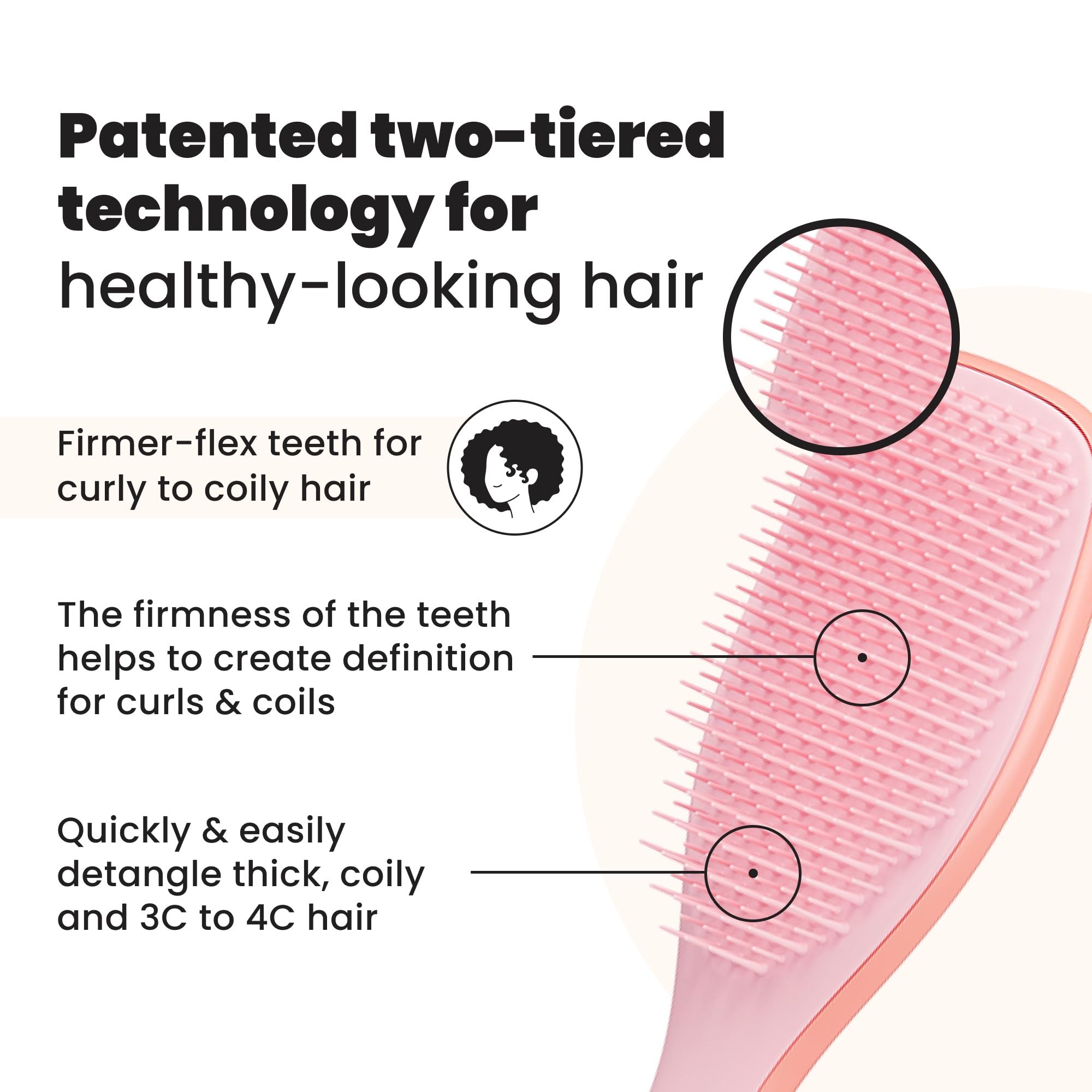 Two-tone brush shown for wet and dry hair detangling