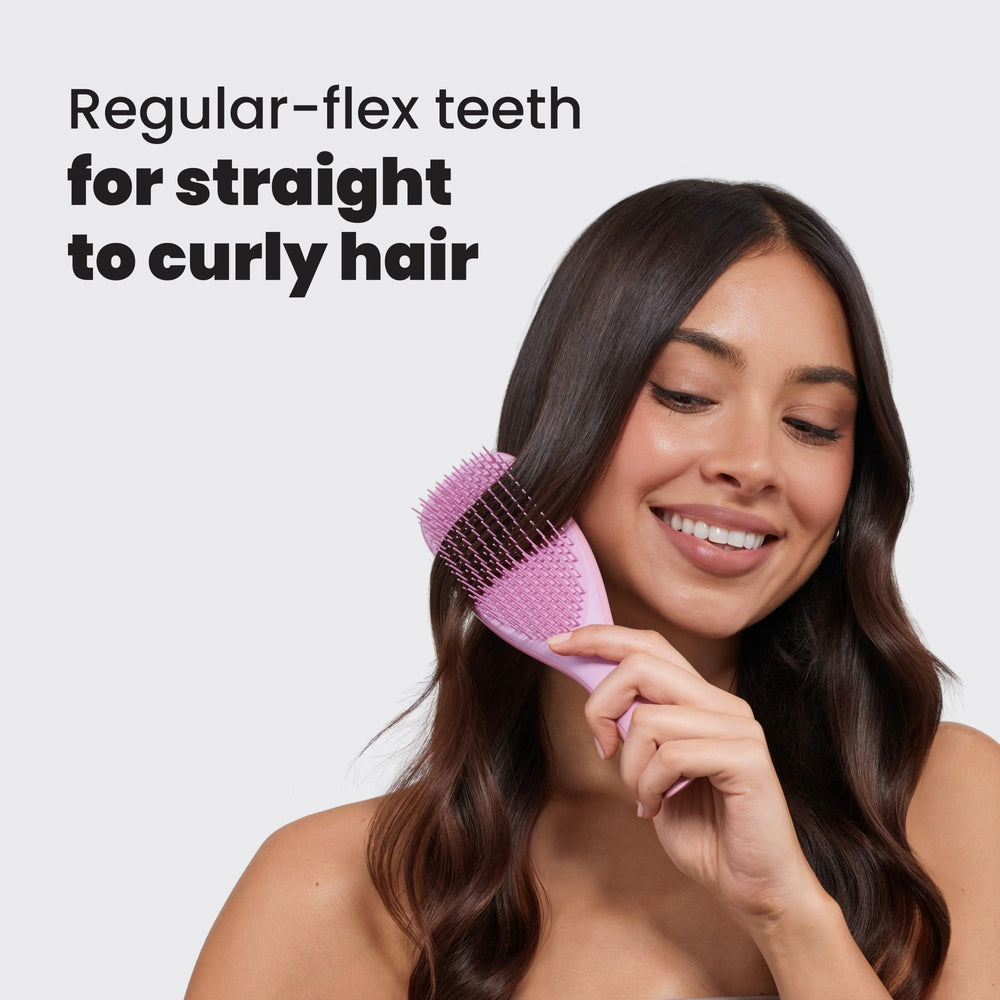 Tangle Teezer gentle detangling action on sensitive scalps and fragile hair.