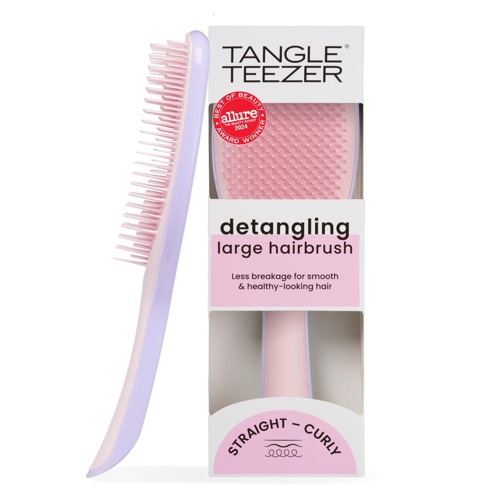 Tangle Teezer Ultimate Detangler in pink and purple, front view for easy detangling