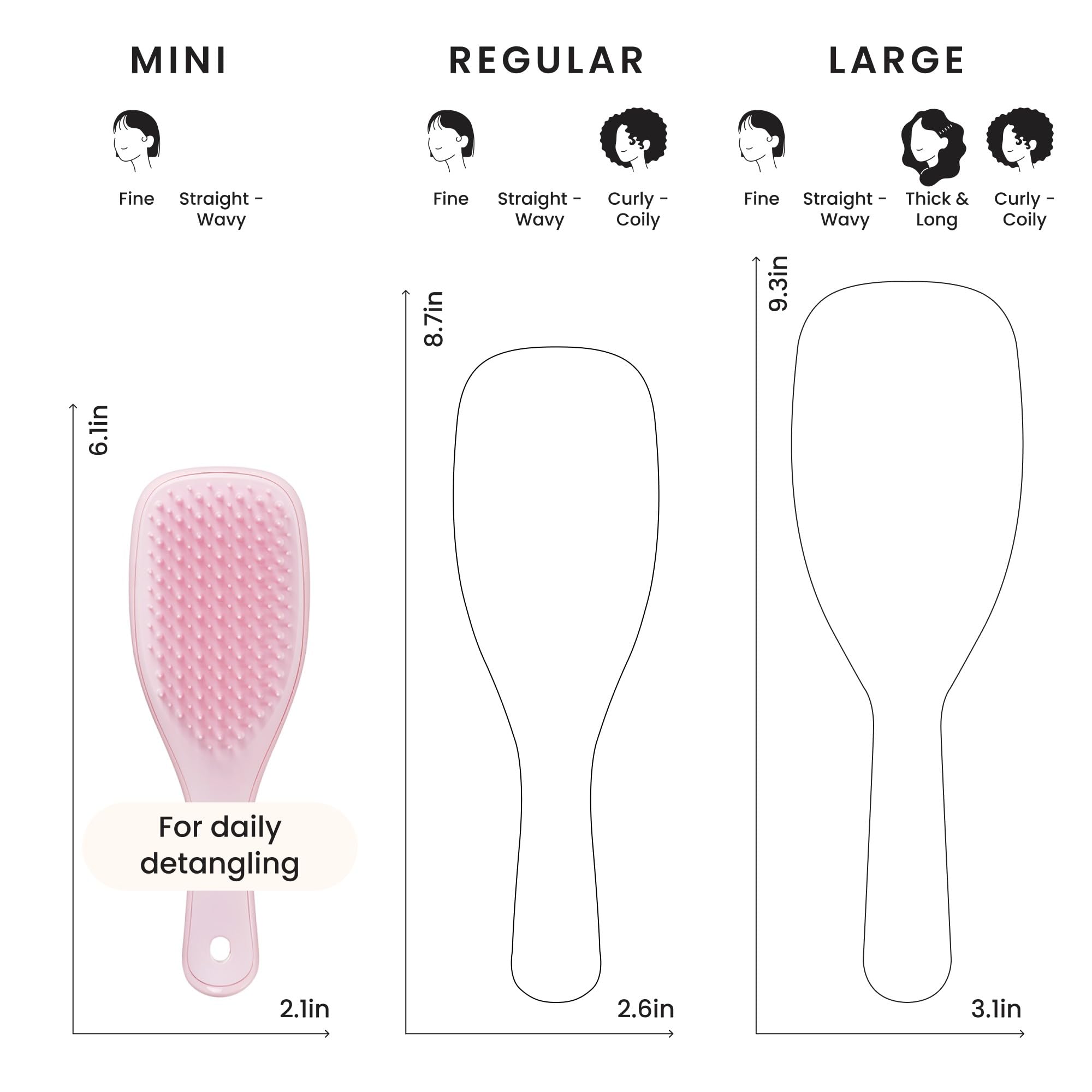 Purse-ready size of Tangle Teezer Ultimate Detangler fits in bags and carry-ons.