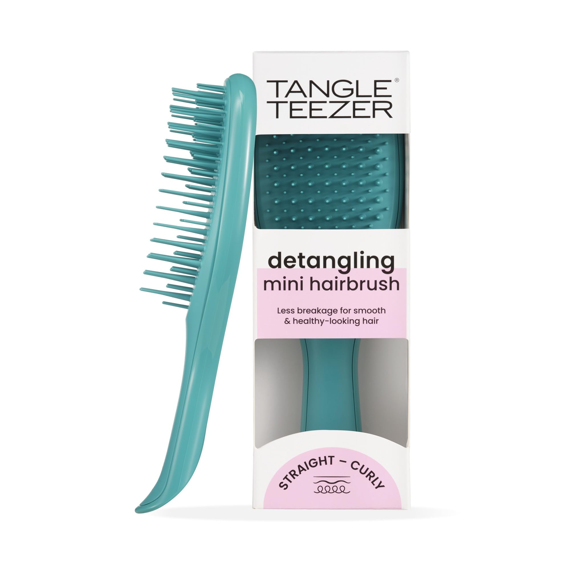 Tangle Teezer Ultimate Detangler travel teal brush for on-the-go detangling.