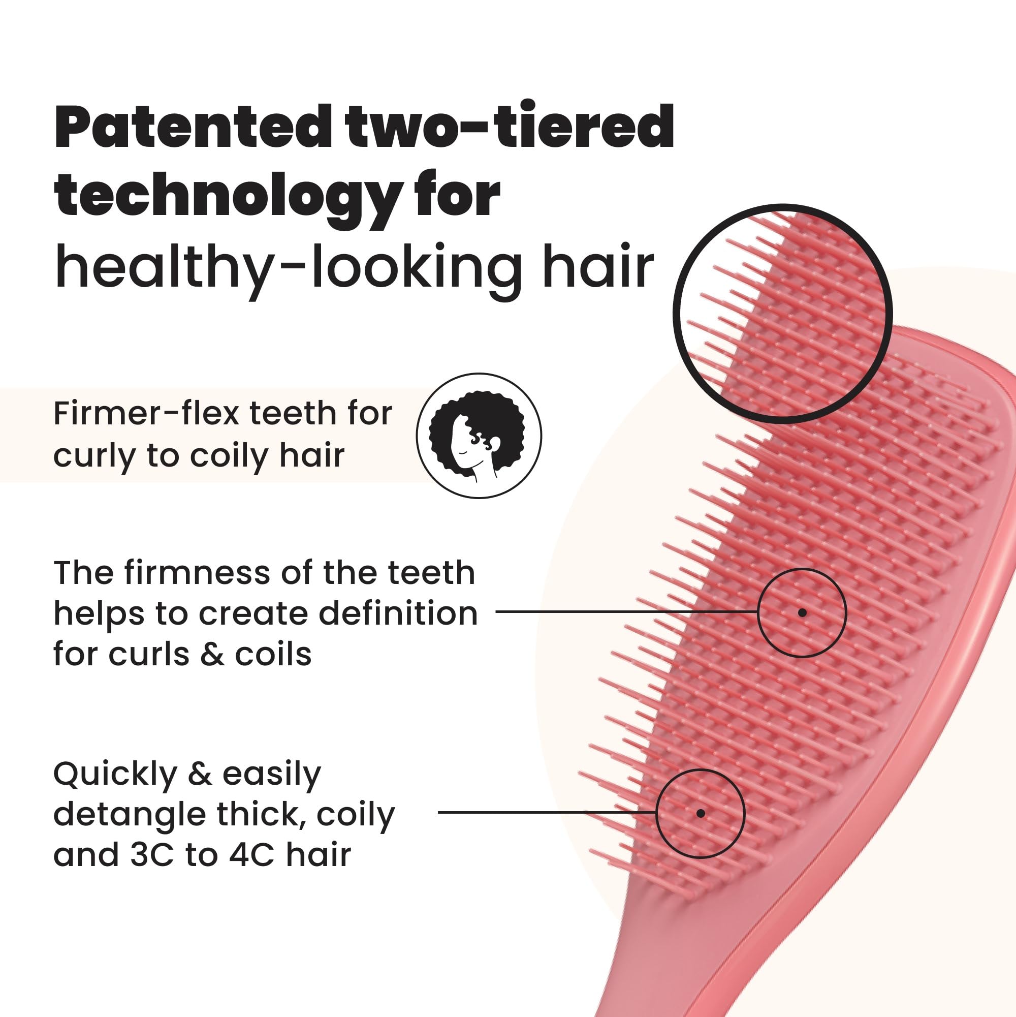 Tangle Teezer Ultimate Detangler two-tier teeth design reduces tangles and frizz