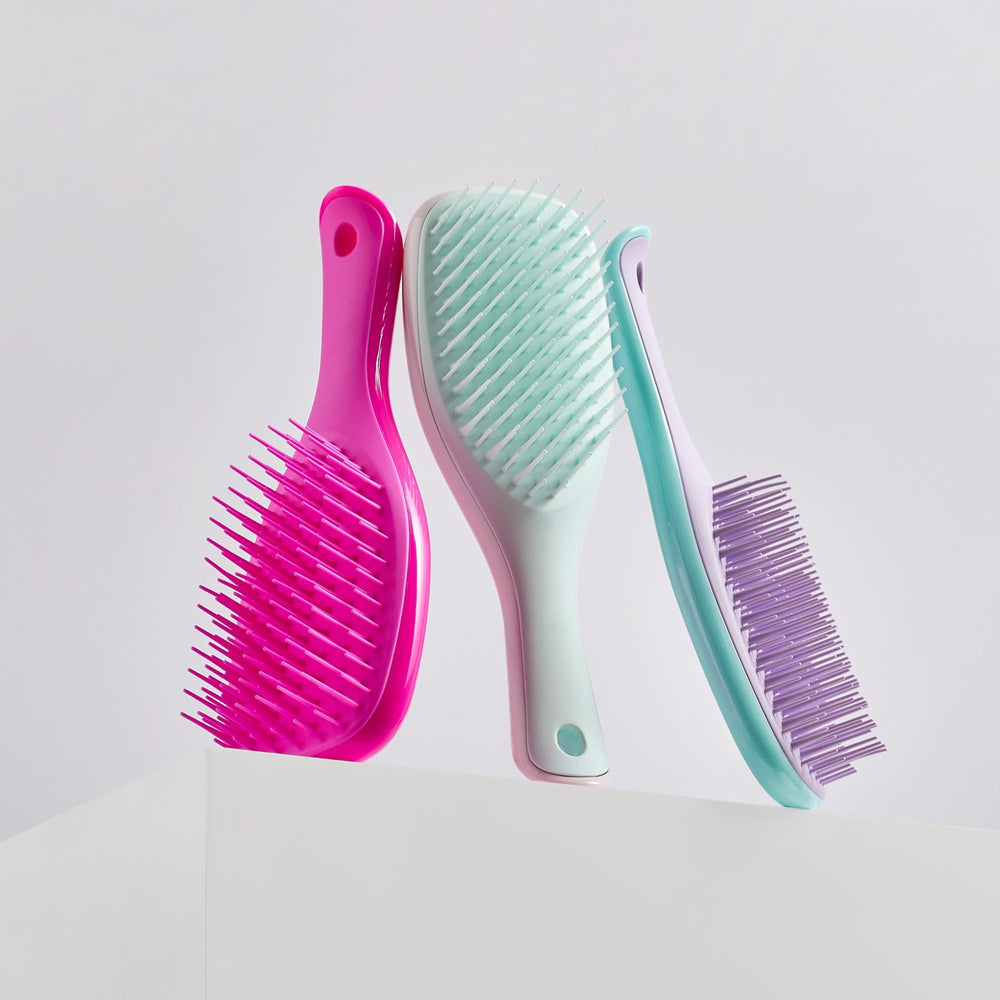 Tangle Teezer Ultimate Detangler works on wet or dry hair with less breakage.