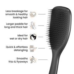 Tangle Teezer long-flex teeth detangling knots in longer hair with gentle action.
