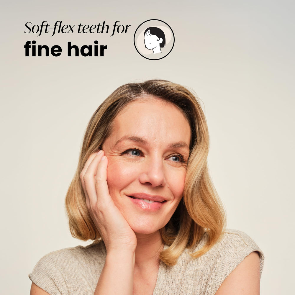 Soft-flex teeth, 30% softer than Original Detangler, gentle on fragile strands.