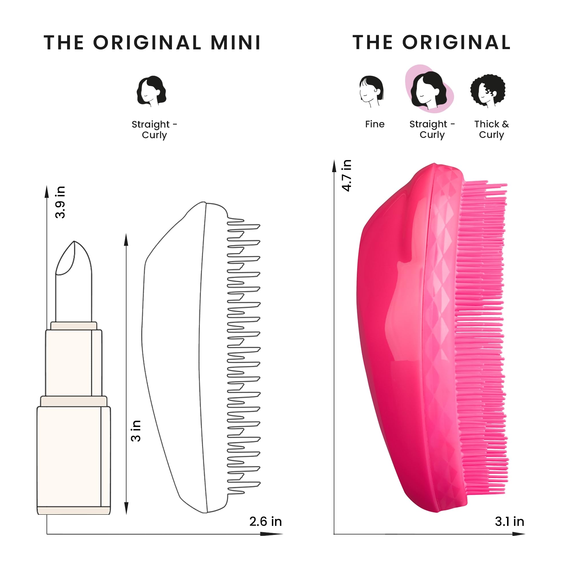 Tangle Teezer Original Two-Tier Flex Teeth streamline detangling with less tug.