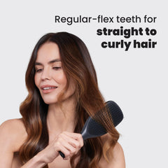 Tangle Teezer short teeth smoothing strands for frizz control and shine.